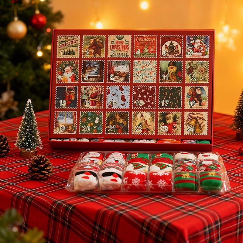 Christmas Socks Gift Set 12 Pairs 2025 - 24 Day Countdown Surprise Box, Festive Holiday Socks for Men & Women, Cozy Xmas Stocking Stuffers for Family Friends (style B) - Image 3